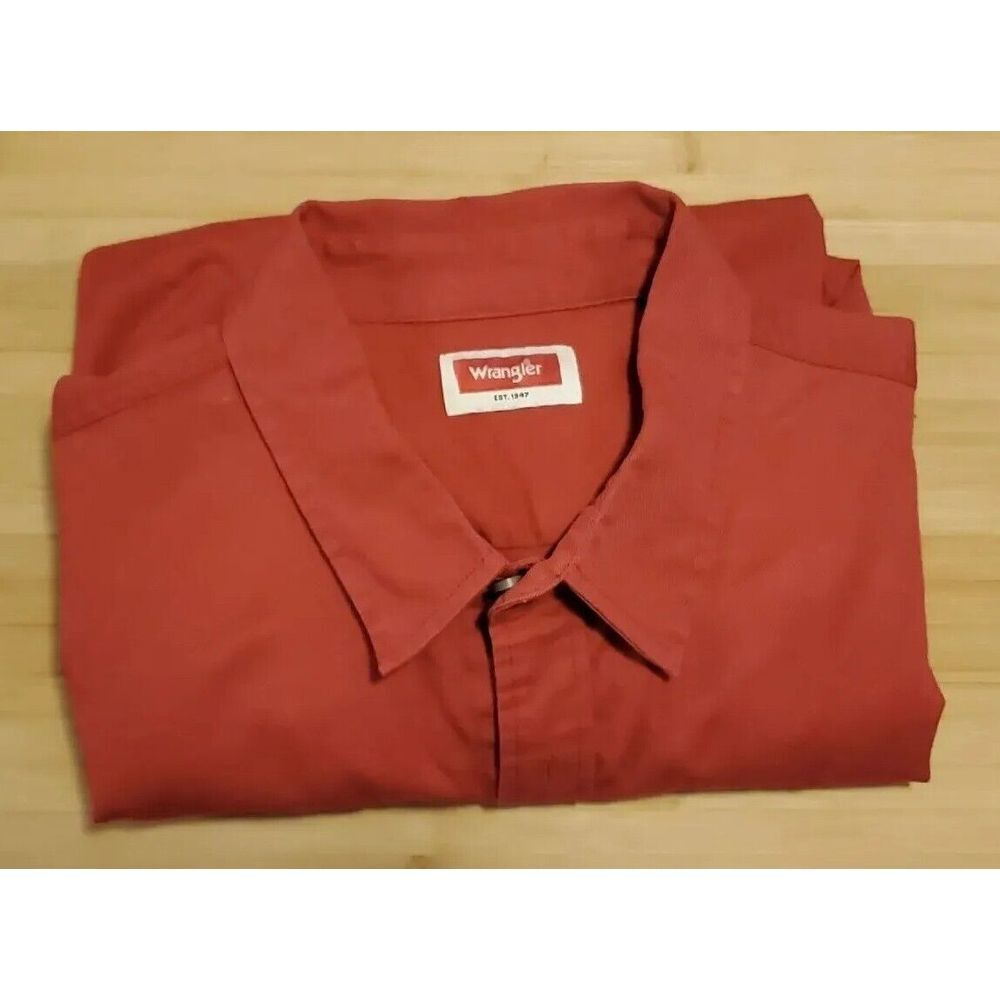 Wrangler Shirt Men's Size XL Red Button‎ Up Short Sleeve
